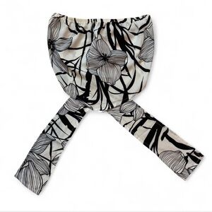 Black & White Floral Print Tie Back Crop Top Blouse